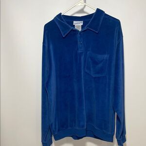 Vintage Blue Velour Polo Shirt